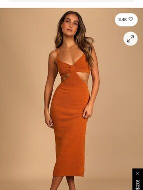 The Way I Feel Rust Orange Cutout Midi Sweater Dress
